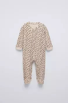 Спальный комбинезон с животным принтом ZARA, кэмел