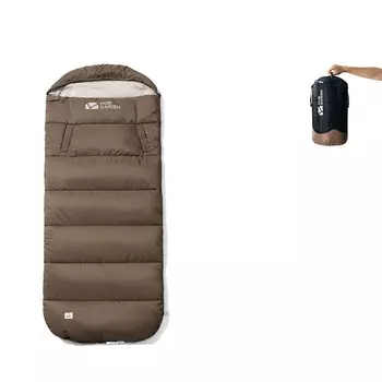 Спальный мешок Mobi Garden для кемпинга, утолщенный, морозостойкий и теплый портативный конверт типа Snow Moon, 8-14 , рифовый коричневый (справа)