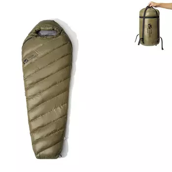 Спальный мешок Mobi Garden, пуховый походный утолщенный, морозостойкий и теплый, дикий песец-15--5 оливковое масло зеленый G1200 M
