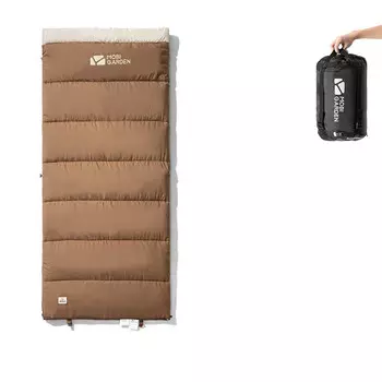 Спальный мешок Mobi Garden, утолщенный, морозостойкий, в стиле конверта для кемпинга, с начесом, теплый полумесяц, 8-14 , трюфельный цвет, 1,8 кг.