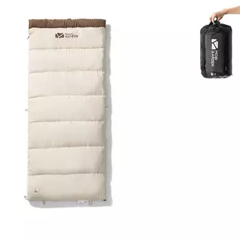 Спальный мешок Mobi Garden, утолщенный, морозостойкий, в стиле конверта для кемпинга, теплый полумесяц, 11-17 , цвет слоновой кости, 1,4 кг.