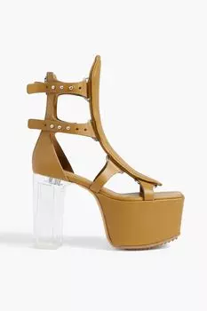 Спартанские кожаные босоножки на платформе RICK OWENS, горчичный