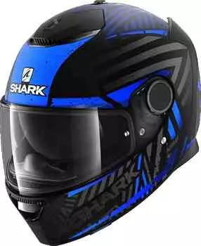 Спартанский шлем Кобрака Shark, черный матовый/синий