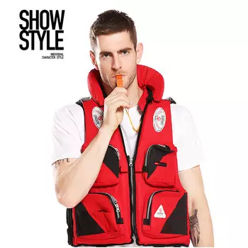 Спасательный жилет JARUSITE для морской рыбалки J401, рыболовный костюм с несколькими карманами для скальной рыбалки, съемный жилет, дорожный спасательный жилет, размер L