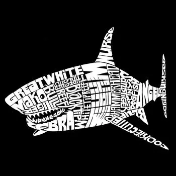 SPECIES OF SHARK — мужская бейсбольная футболка реглан с рисунком Word Art LA Pop Art