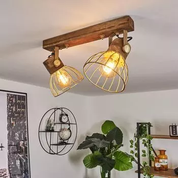 »Spedaletto« современный потолочный светильник из металла/дерева в золоте/натуральном цвете hofstein