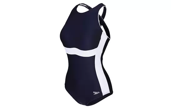 Speedo Слитные купальники женские, темно-синие/белые