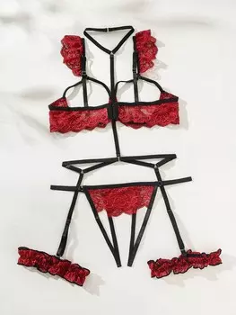 Spicy Hot настоящая сексуальная ночная рубашка бордового цвета Shein, белый/бордовый