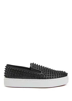 Spikeboat мужские кожаные кроссовки Christian Louboutin, черный