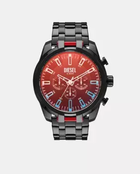Split DZ4589 Черные стальные мужские часы с хронографом Diesel, черный