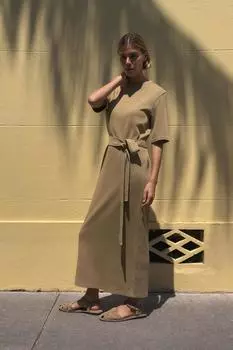 Сплит замша клетка сандалии ZARA, цвет Sand Brown