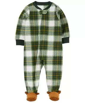 Сплошная пижама для сна и игр в клетку Buffalo из флиса для маленьких мальчиков Carter's, мультиколор
