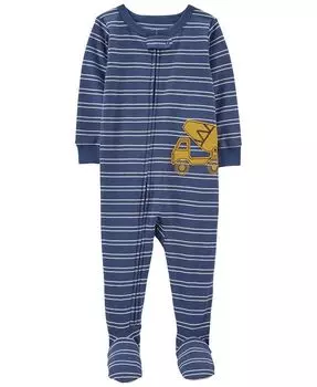 Сплошная пижама из 100% плотного хлопка с длинными рукавами для маленьких мальчиков Carter's, синий