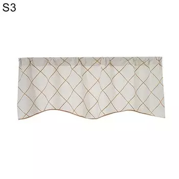 Сплошной цвет с геометрическим узором в виде сетки, кухонный декор, оконная балдахина, короткая занавеска-1, размеры: M Stuttg, мультиколор