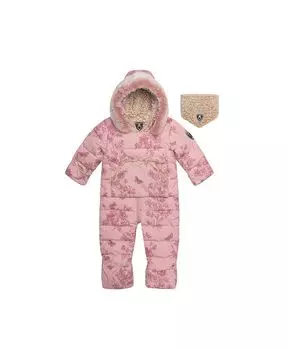 Сплошной детский зимний комбинезон для девочек с винтажным цветочным принтом - для младенцев Deux par Deux, розовый