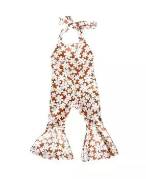 Сплошной комбинезон Andi со складками и расклешенным низом для маленьких девочек Bailey's Blossoms