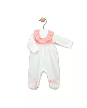 Сплошной комбинезон для девочки с рюшами на шее и звездным принтом BABID, розовый