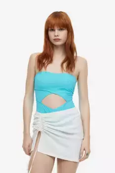 Сплошной купальник-бандо с высокими штанинами H&M, бирюзовый
