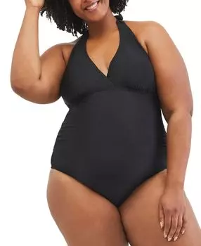 Сплошной купальник больших размеров с лямкой на шее Motherhood Maternity, черный