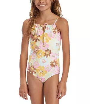 Сплошной купальник Flower Power для девочек Billabong 7-14 лет, желтый