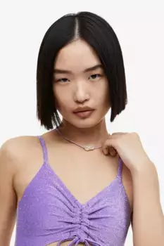 Сплошной купальник на завязках высокая нога H&M, фиолетовый