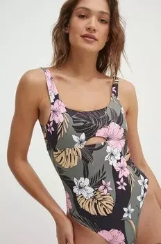 Сплошной купальник Pro The Double Line Roxy, зеленый