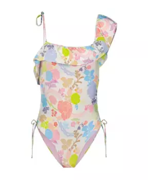 Сплошной купальник с цветочным принтом и одной бретелькой. Fabienne Chapot, мультиколор