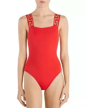 Сплошной купальник с контрастными бретельками Versace