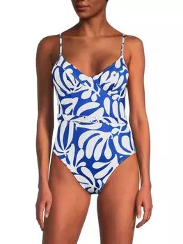 Сплошной купальник с принтом Spencer Solid & Striped, цвет Blue White