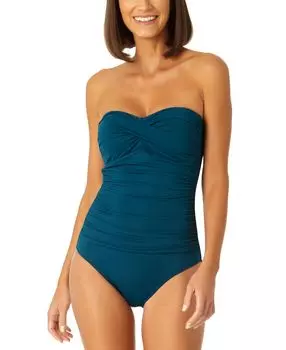 Сплошной купальник с рюшами и перекручиванием спереди Anne Cole, мульти