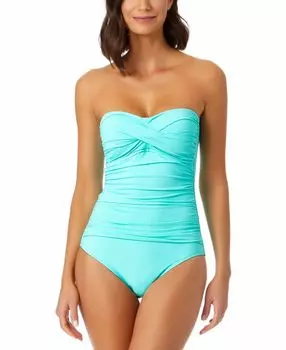 Сплошной купальник с рюшами и перекручиванием спереди Anne Cole, мульти