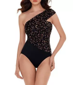 Сплошной купальник-трансформер на одно плечо Magicsuit La Paz с принтом Goddess, черный