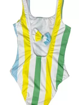 Сплошной купальник в зеленую полоску для девочек, готовый к пляжному отдыху ENVYA
