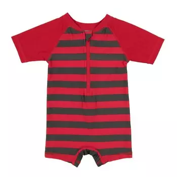 Сплошной рашгард Leveret Baby в полоску, цвет Striped Red Gray