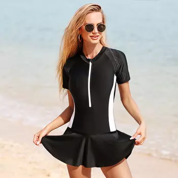 Сплошной женский купальник Sharbat с подушечками для груди, купальник с узкой юбкой F8178 черный M (другие характеристики уточняйте в службе поддержки клиентов) SBART