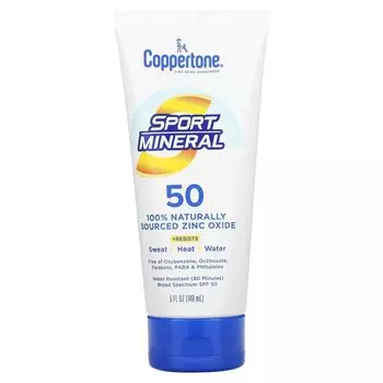 Sport Mineral, Солнцезащитный крем с оксидом цинка, SPF 50, 5 жидких унций (148 мл) Coppertone