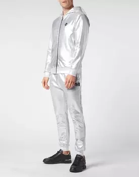 СПОРТИВНЫЙ КОСТЮМ: ХУДИ+СПОРТИВНЫЕ БРЮКИ ЧЕРЕП & КОСТИ Philipp Plein, серебро