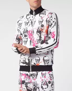 СПОРТИВНЫЙ КОСТЮМ: КУРТКА НА МОЛНИИ + СПОРТИВНЫЕ БРЮКИ ЧЕРЕП Philipp Plein, белый