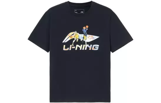 Спортивная баскетбольная коллекция футболка мужская черная Lining, черный