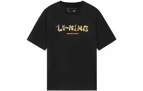 Спортивная баскетбольная коллекция футболка мужская черная Lining, черный