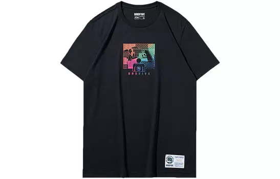 Спортивная баскетбольная коллекция футболка мужская черная Lining, черный