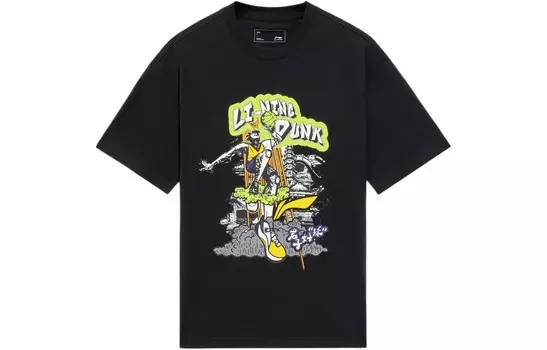 Спортивная баскетбольная коллекция футболка унисекс Lining, черный