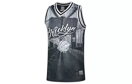 Спортивная баскетбольная коллекция майка мужская стандартный черный Lining, черный