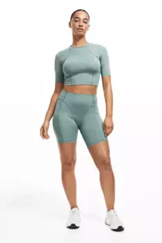 Спортивная блузка drymove с открытой спиной H&M, зеленый