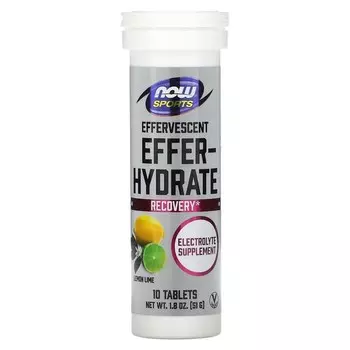 Спортивная добавка NOW Foods Sports Effer-Hydrate лимон и лайм, 10 таблеток 51г