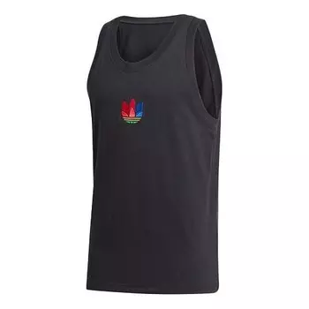 Спортивная футболка adicolor 3d trefoil tank top 'black multi-color' Adidas, черный