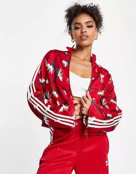 Спортивная футболка adidas Originals x Thebe Magugu Beckenbauer с красным принтом по всей поверхности