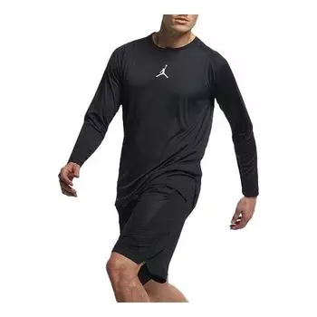 Спортивная футболка Air Jordan Round Neck Knit Athleisure Casual Sports Logo Long Sleeves Gym Clothes Black, черный