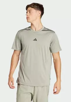 Спортивная футболка Designed For Strong Workout Adidas, цвет silver pebble black