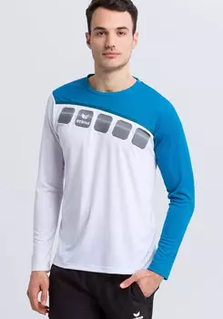Спортивная футболка erima 5 C Longsleeve, цвет weiss/oriental blue/colonial blue